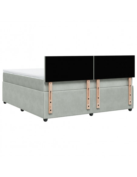 Giroletto a Molle con Materasso Grigio Chiaro 180x200cm Velluto