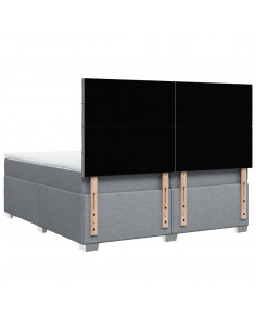 Giroletto a Molle con Materasso Grigio Chiaro 200x200cm Tessuto