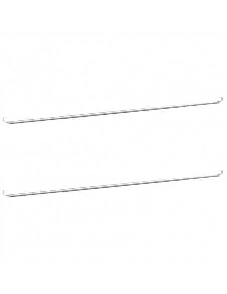 Binari per Tende 2 pz Bianco e Argento 90-130 cm Alluminio