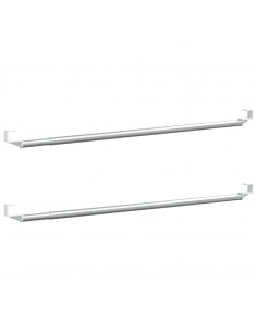 Binari per Tende 2 pz Bianco e Argento 40-60 cm Alluminio 2