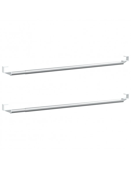 Binari per Tende 2 pz Bianco e Argento 40-60 cm Alluminio