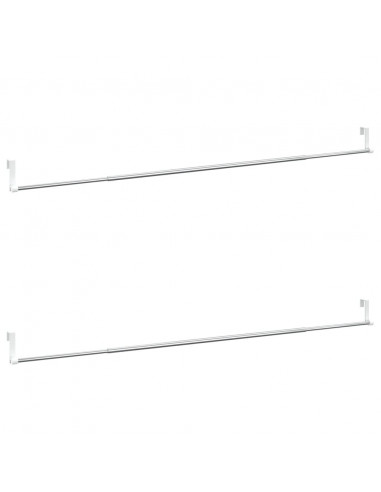 Binari per Tende 2 pz Bianco e Argento 90-135 cm Alluminio