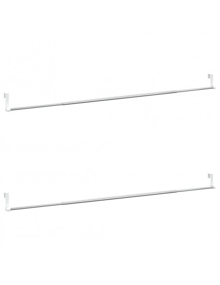 Binari per Tende 2 pz Bianco e Argento 90-135 cm Alluminio