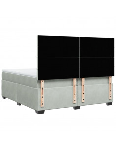 Giroletto a Molle con Materasso Grigio Chiaro 200x200cm Velluto