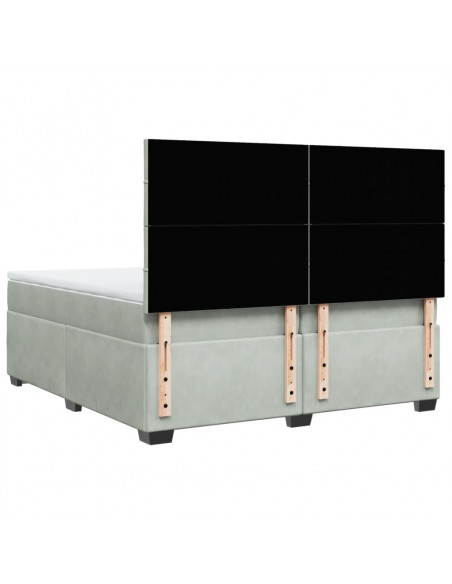 Giroletto a Molle con Materasso Grigio Chiaro 200x200cm Velluto