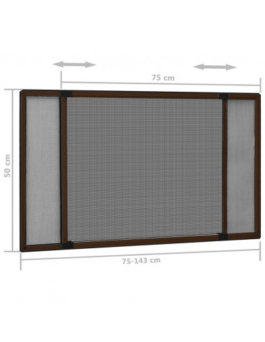 Zanzariera Allungabile per Finestre Marrone (75-143)x50 cm