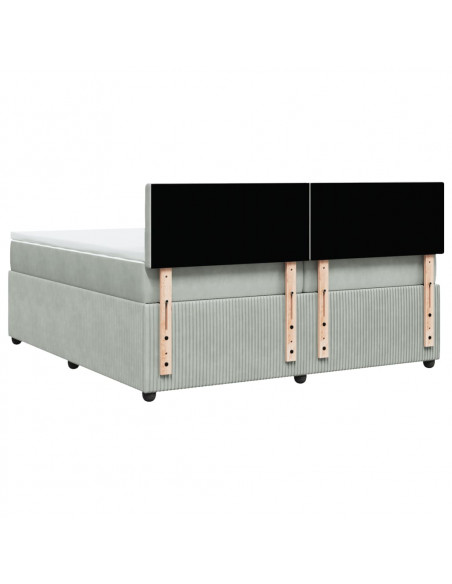 Giroletto a Molle con Materasso Grigio Chiaro 200x200cm Velluto