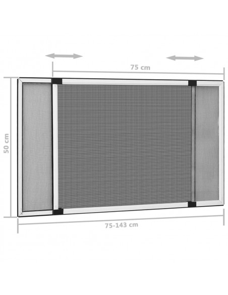 Zanzariera Allungabile per Finestre Bianca (75-143)x50 cm
