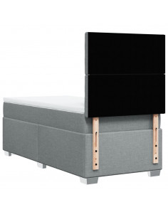 Giroletto a Molle con Materasso Grigio Chiaro 80x200 cm Tessuto