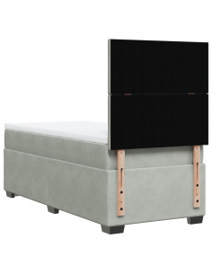 Giroletto a Molle con Materasso Grigio Chiaro 80x200 cm Velluto