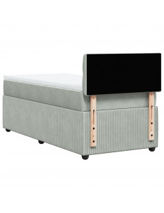 Giroletto a Molle con Materasso Grigio Chiaro 90x190 cm Velluto