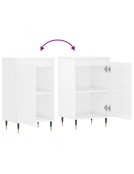Credenze 2 pz Bianco Lucido 40x35x70 cm in Legno Multistrato
