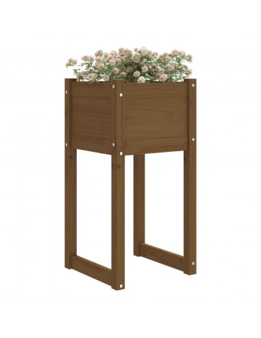 Fioriere 2 pz Miele 40x40x81 cm in Legno Massello di Pino