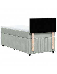 Giroletto a Molle con Materasso Grigio Chiaro 90x190 cm Velluto