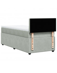 Giroletto a Molle con Materasso Grigio Chiaro 90x190 cm Velluto