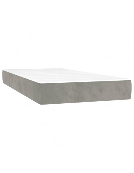 Giroletto a Molle con Materasso Grigio Chiaro 90x190 cm Velluto
