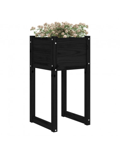 Fioriere 2 pz Nero 40x40x81 cm in Legno Massello di Pino