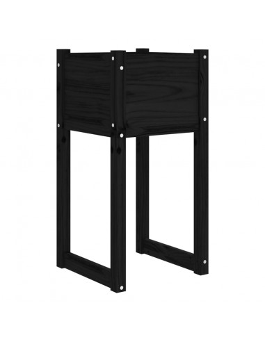 Fioriere 2 pz Nero 40x40x81 cm in Legno Massello di Pino