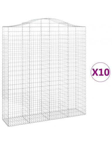 Cesti Gabbioni ad Arco 10 pz 200x50x220/240 cm Ferro Zincato