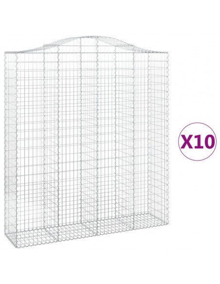 Cesti Gabbioni ad Arco 10 pz 200x50x220/240 cm Ferro Zincato