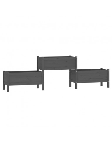 Fioriera Grigia 245,5x44x75 cm in Legno Massello di Pino