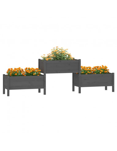 Fioriera Grigia 245,5x44x75 cm in Legno Massello di Pino