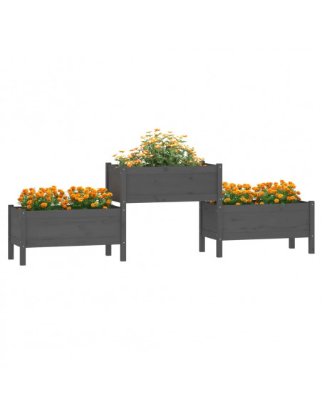 Fioriera Grigia 245,5x44x75 cm in Legno Massello di Pino