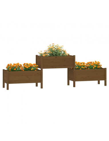 Fioriera Miele 245,5x44x75 cm in Legno Massello di Pino