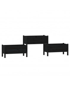 Fioriera Nera 245,5x44x75 cm in Legno Massello di Pino 2