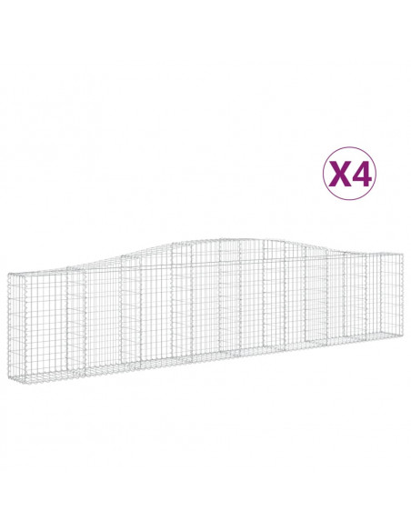 Cesti Gabbioni ad Arco 4 pz 400x30x80/100 cm Ferro Zincato