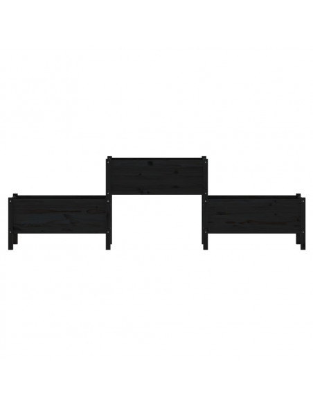 Fioriera Nera 245,5x44x75 cm in Legno Massello di Pino