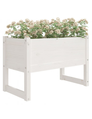 Fioriera Bianca 78x40x52 cm in Legno Massello di Pino