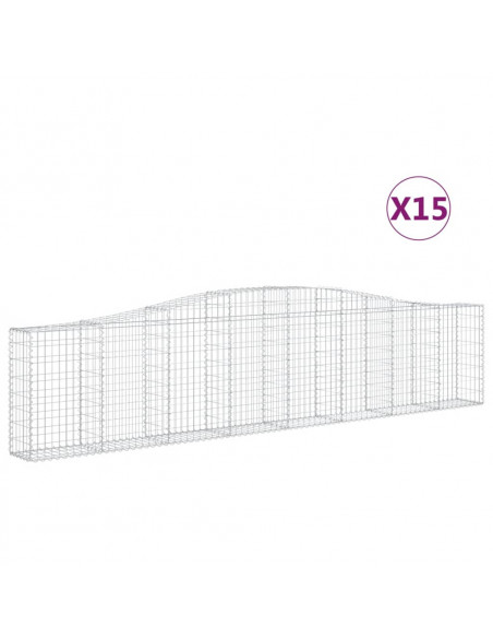 Cesti Gabbioni ad Arco 15 pz 400x30x80/100 cm Ferro Zincato