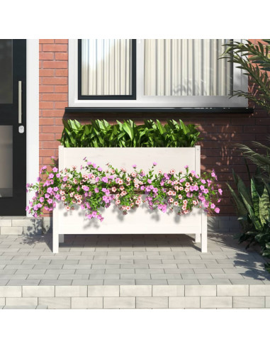 Fioriera Bianca 110x84x75 cm in Legno Massello di Pino