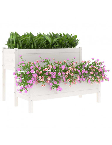 Fioriera Bianca 110x84x75 cm in Legno Massello di Pino