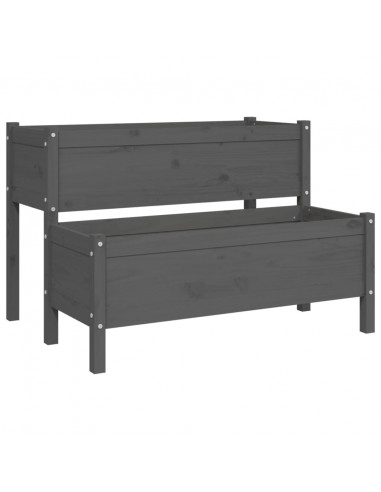 Fioriera Grigia 110x84x75 cm in Legno Massello di Pino