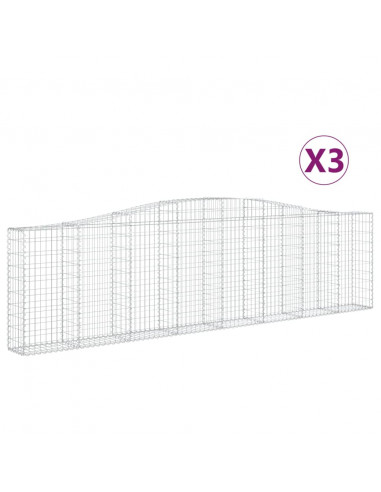Cesti Gabbioni ad Arco 3 pz 400x30x100/120 cm Ferro Zincato