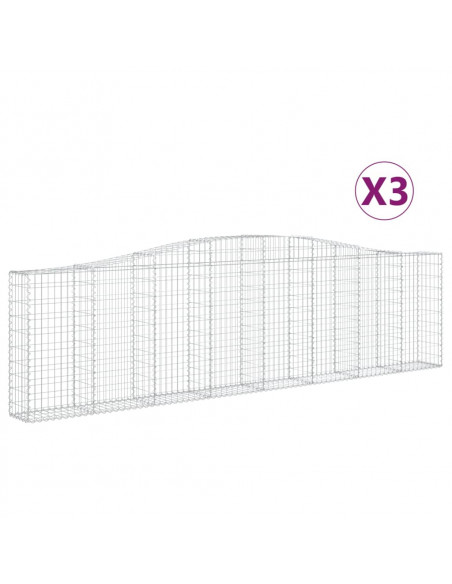 Cesti Gabbioni ad Arco 3 pz 400x30x100/120 cm Ferro Zincato