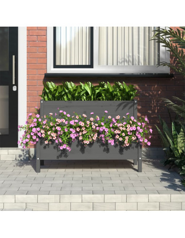 Fioriera Grigia 110x84x75 cm in Legno Massello di Pino
