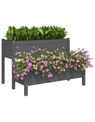 Fioriera Grigia 110x84x75 cm in Legno Massello di Pino