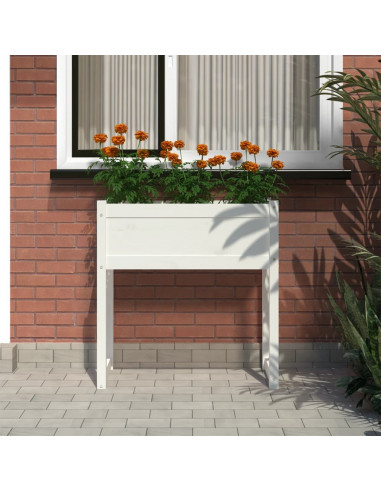 Fioriera Bianca 78x40x81 cm in Legno Massello di Pino