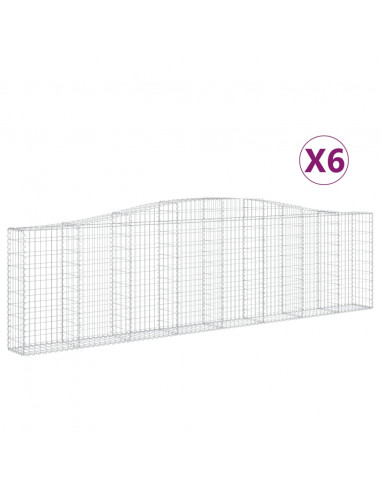 Cesti Gabbioni ad Arco 6 pz 400x30x100/120 cm Ferro Zincato