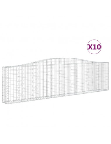 Cesti Gabbioni ad Arco 10 pz 400x30x100/120 cm Ferro Zincato