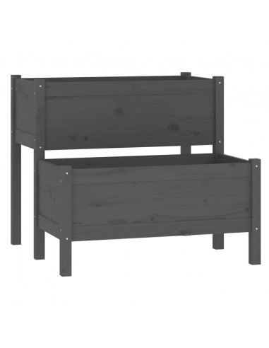 Fioriera Grigia 84,5x84x75 cm in Legno Massello di Pino