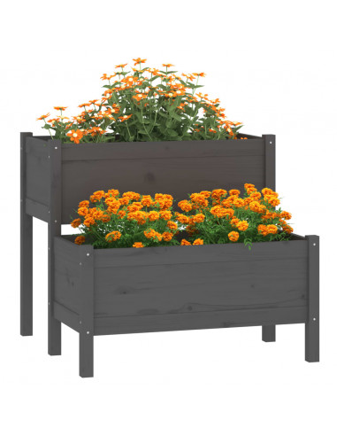 Fioriera Grigia 84,5x84x75 cm in Legno Massello di Pino