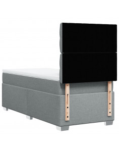 Giroletto a Molle con Materasso Grigio Chiaro 90x200 cm Tessuto