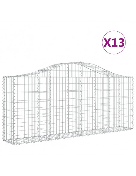 Cesti Gabbioni ad Arco 13 pz 200x30x80/100 cm Ferro Zincato