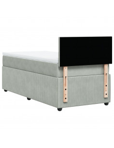 Giroletto a Molle con Materasso Grigio Chiaro 90x200 cm Velluto