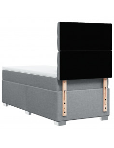 Giroletto a Molle con Materasso Grigio Chiaro100x200 cm Tessuto