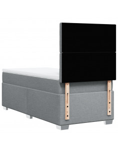 Giroletto a Molle con Materasso Grigio Chiaro100x200 cm Tessuto